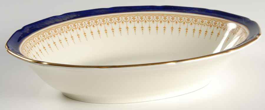 Duke of York Blue (No Rose Center) 10" Oval Vegetable Bowl by Royal Doulton-1
