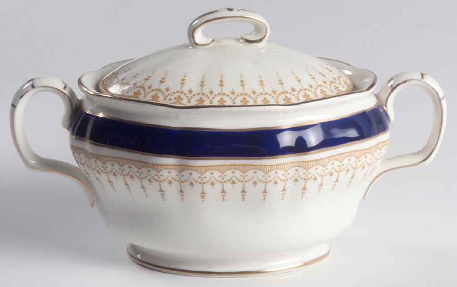 Duke of York Blue (No Rose Center) Sugar Bowl & Lid by Royal Doulton-1