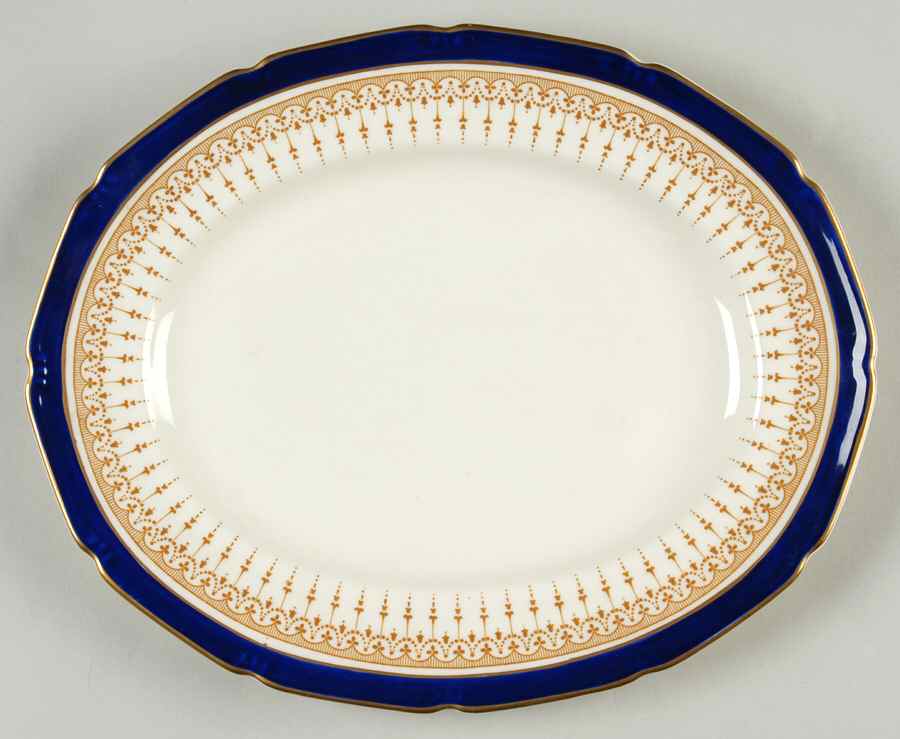 Duke of York Blue (No Rose Center) 11" Oval Serving Platter by Royal Doulton-1
