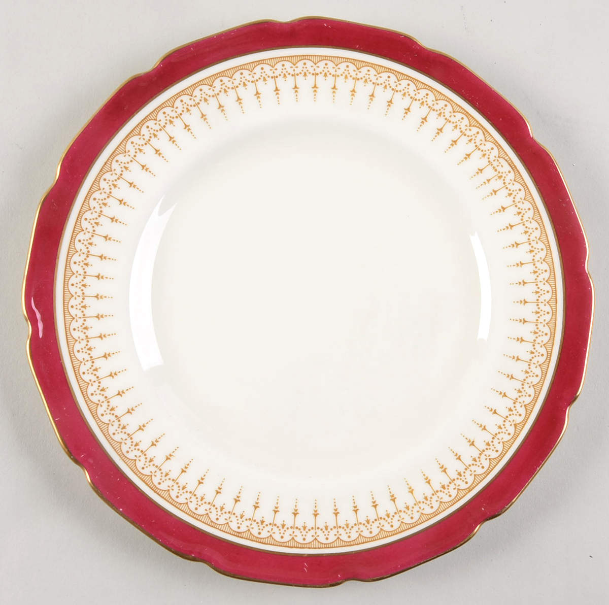 Duke of York Maroon (V1681, Scalloped) Salad Plate by Royal Doulton-1