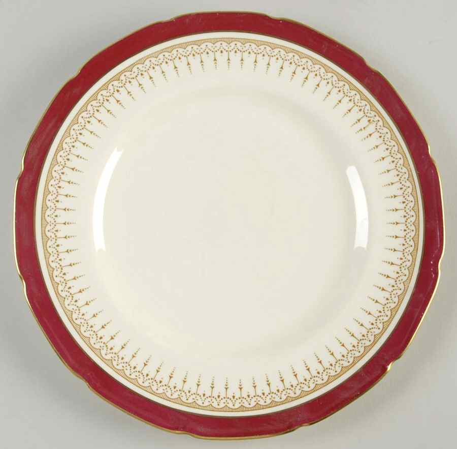 Duke of York Maroon (V1681, Scalloped) Luncheon Plate by Royal Doulton-1