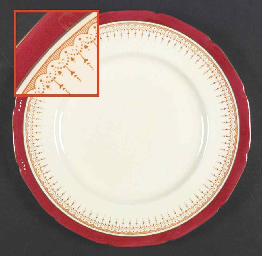 Duke of York Maroon (V1681, Scalloped) Dinner Plate by Royal Doulton-1