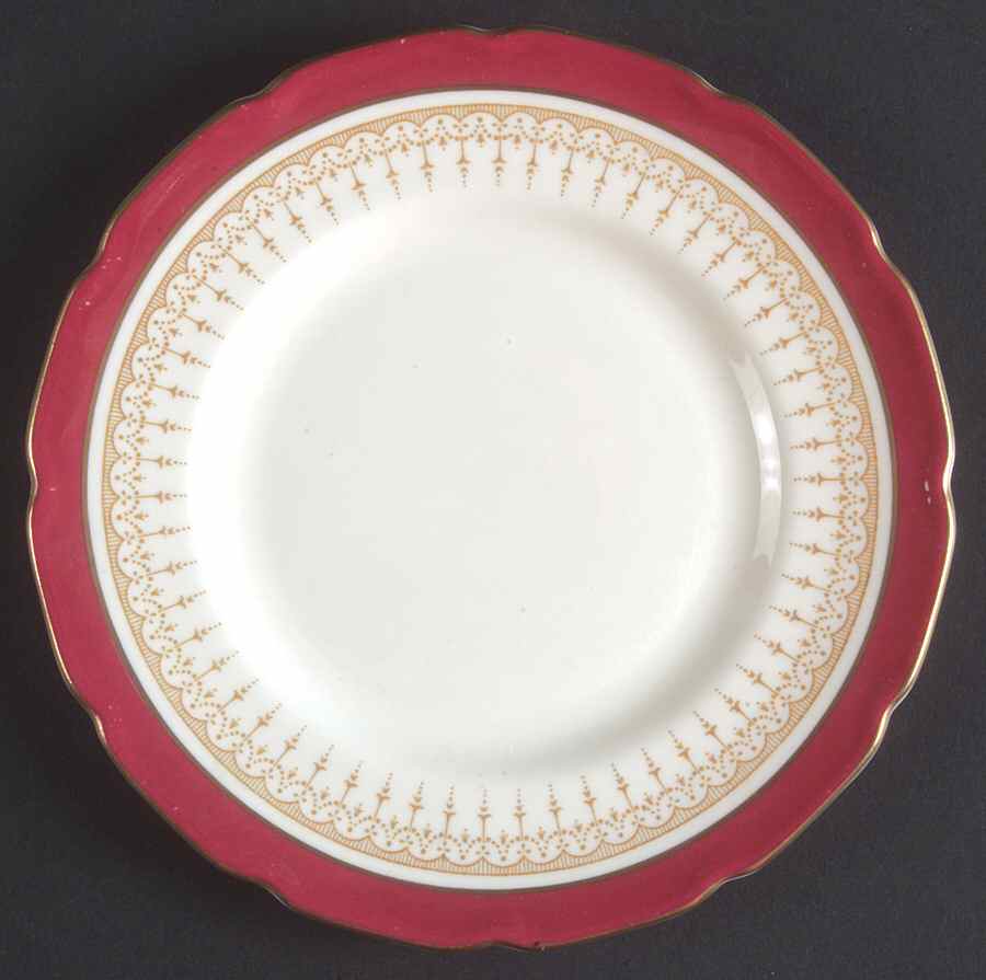 Duke of York Maroon (V1681, Scalloped) Bread & Butter Plate by Royal Doulton-1