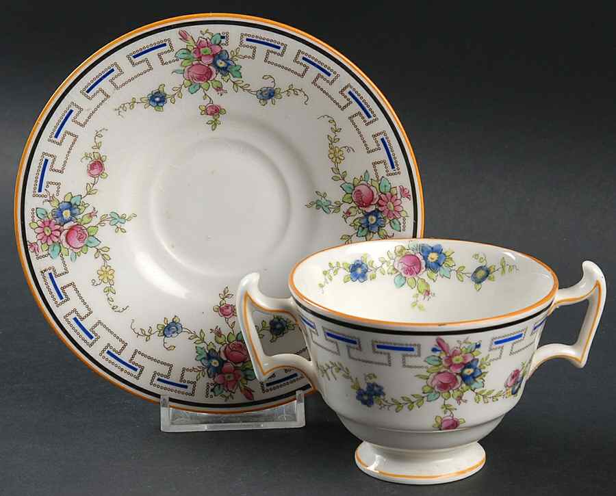 E10000 Footed Bouillon Cup & Saucer by Royal Doulton-1