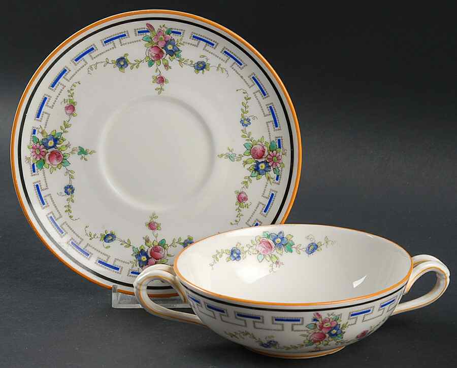 E10000 Flat Cream Soup Bowl & Saucer Set by Royal Doulton-1