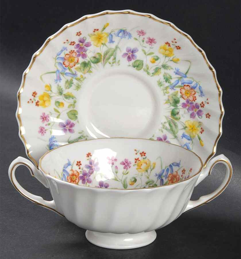 Easter Morn Footed Cream Soup Bowl & Saucer Set by Royal Doulton-1
