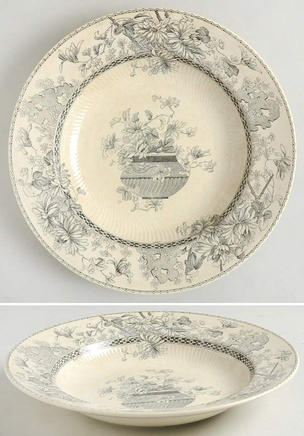 Elaine (Gray, Swirl) Rim Soup Bowl by Royal Doulton-1