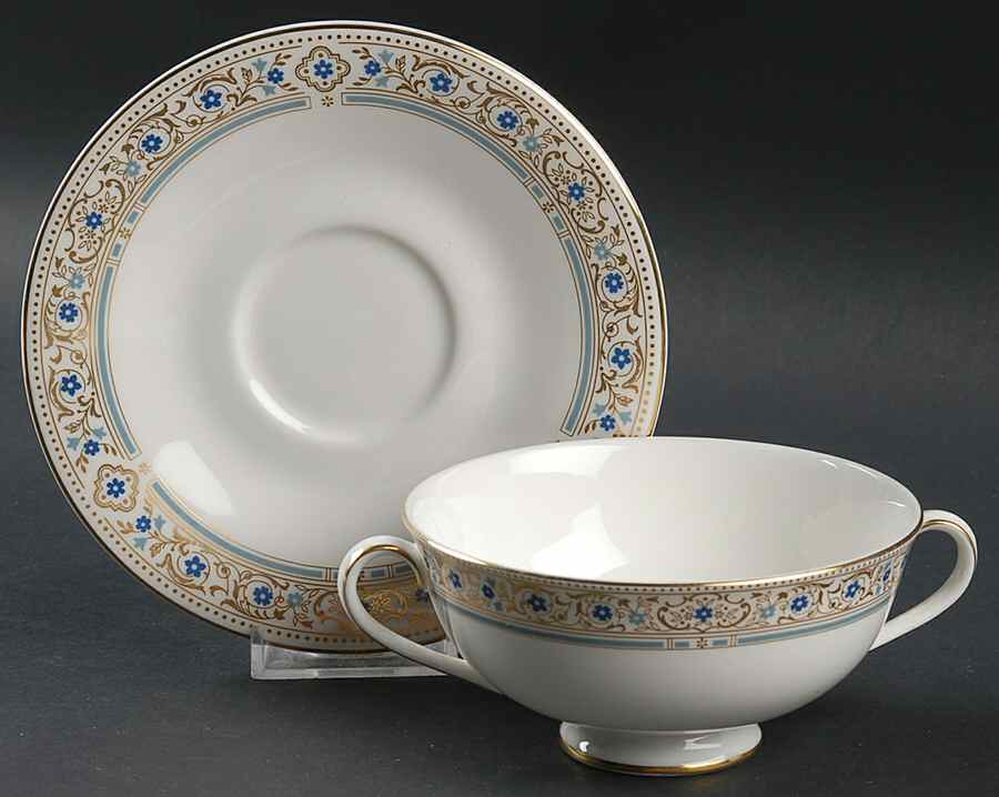 Empress Footed Cream Soup Bowl & Saucer Set by Royal Doulton-1