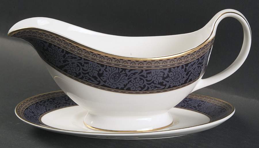 English Brocade Gravy Boat & Underplate by Royal Doulton-1