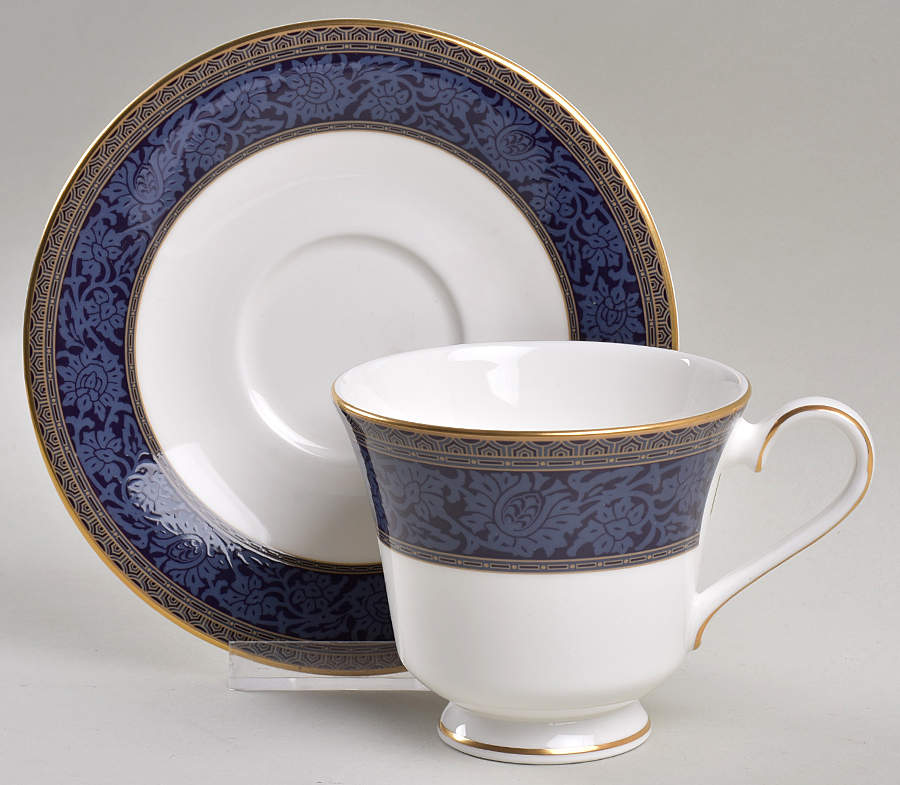 English Brocade Footed Cup & Saucer Set by Royal Doulton-1