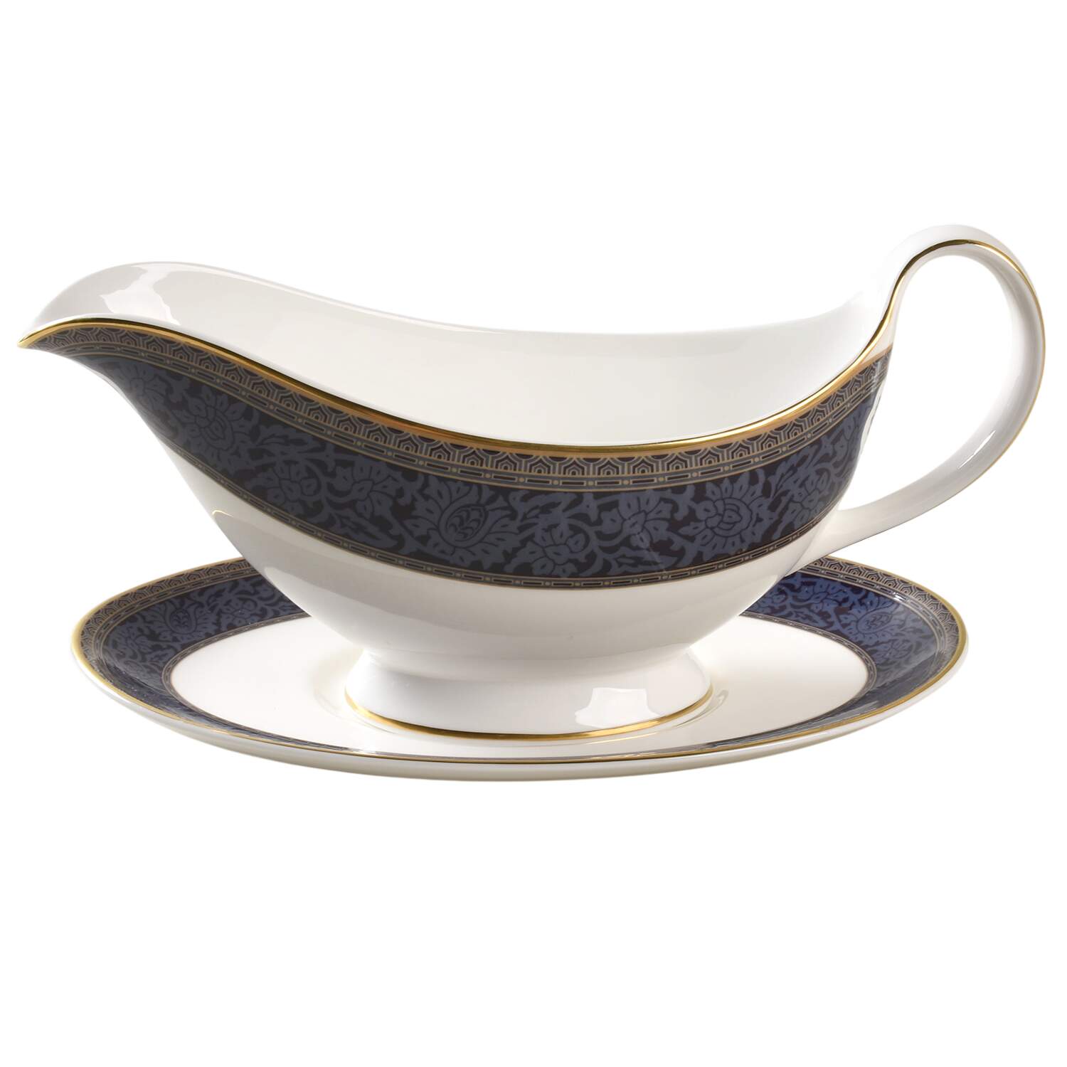 English Brocade Gravy Boat & Underplate by Royal Doulton-1