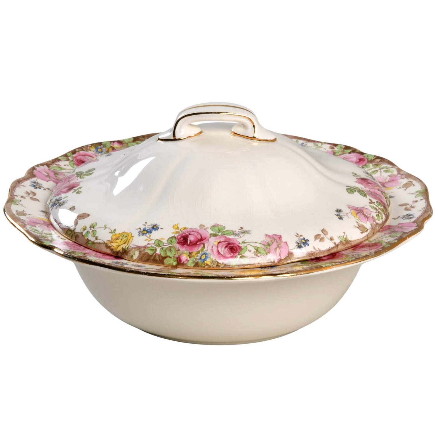 English Rose Round Covered Vegetable by Royal Doulton-1