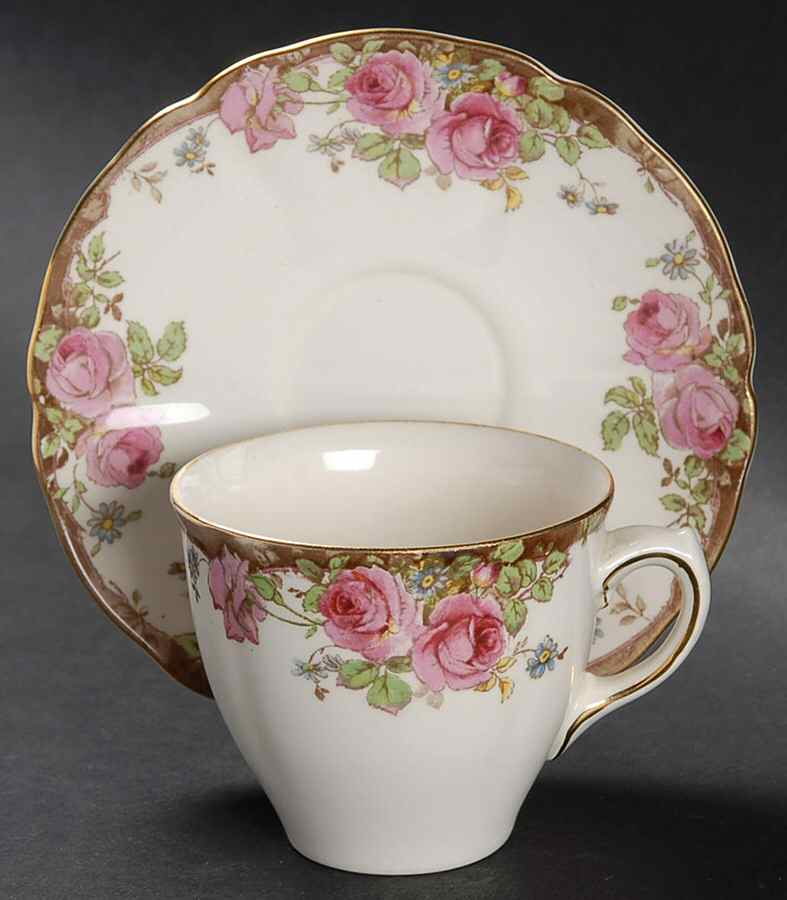 English Rose Flat Demitasse Cup & Saucer Set by Royal Doulton-1