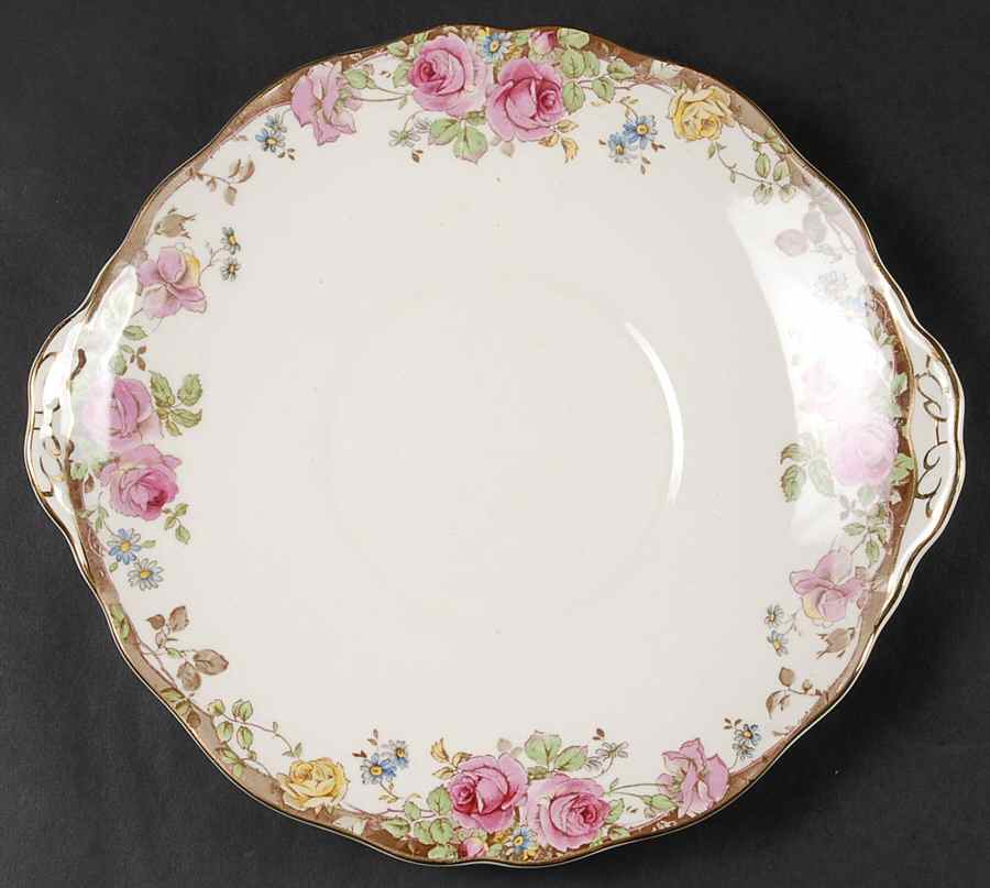 English Rose Handled Cake Plate by Royal Doulton-1