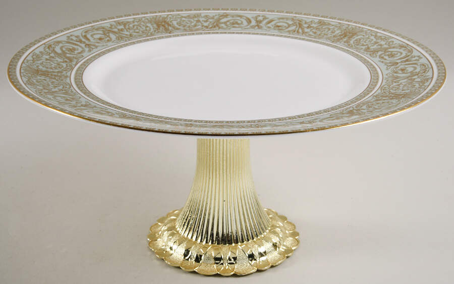 English Renaissance Cake Stand with 4"-5" Metal Pedestal  Hc by Royal Doulton-1