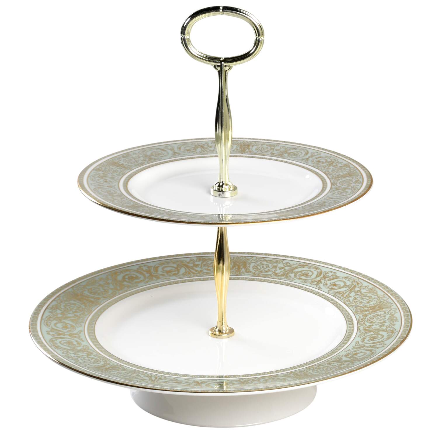 English Renaissance 11 1/4"  2 Tier Footed Serving Tray (DP,SP,FR) HC by Royal Doulton-1
