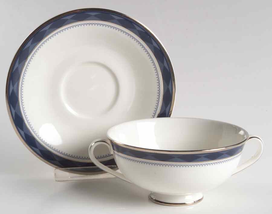 Eton Footed Cream Soup Bowl & Saucer Set by Royal Doulton-1