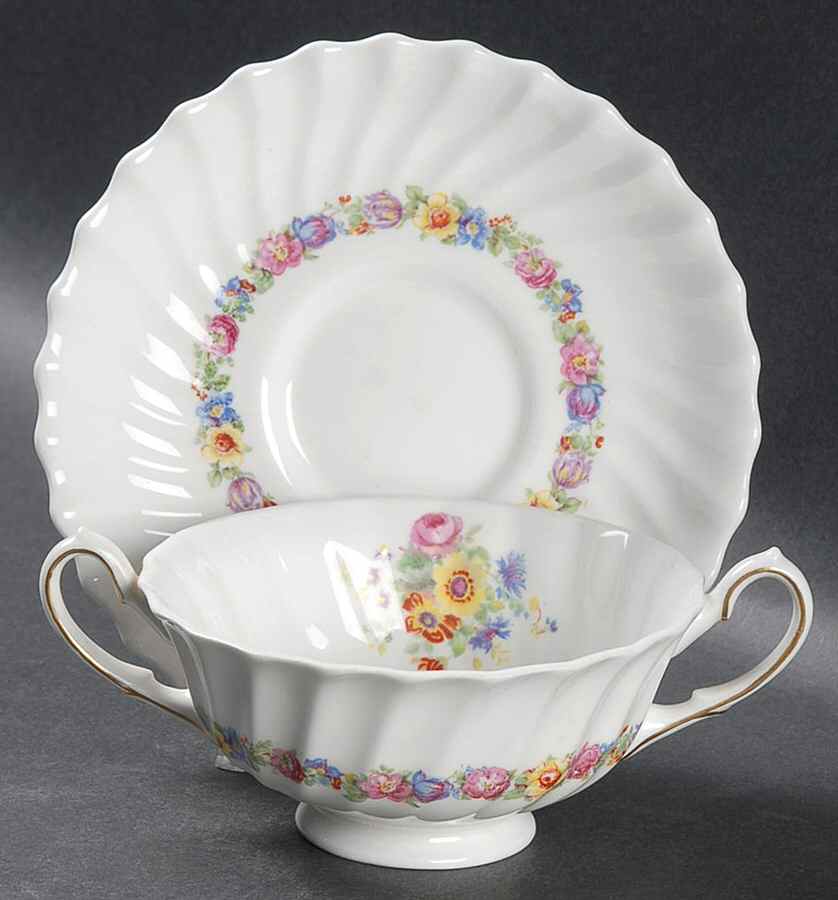 Evesham Footed Cream Soup Bowl & Saucer Set by Royal Doulton-1
