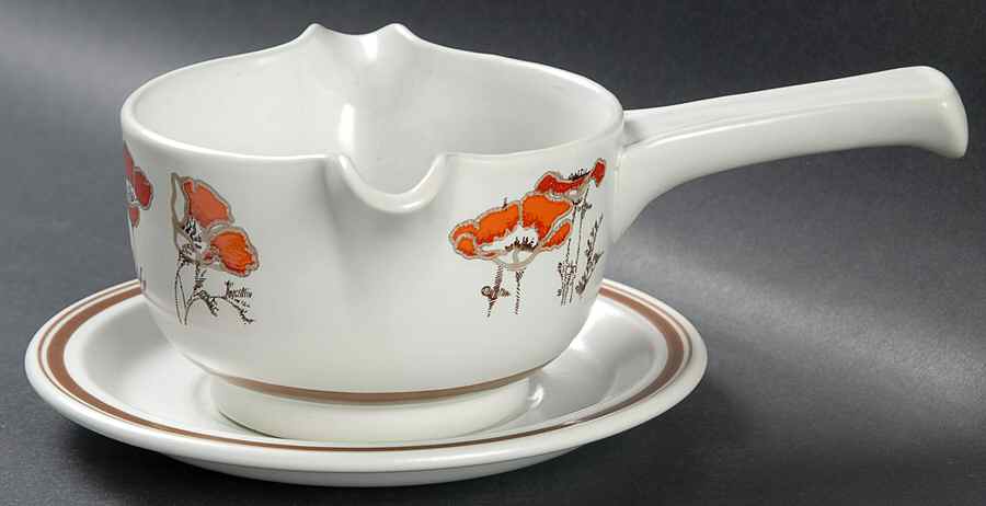 Fieldflower Stick Handle Gravy Boat & Saucer by Royal Doulton-1