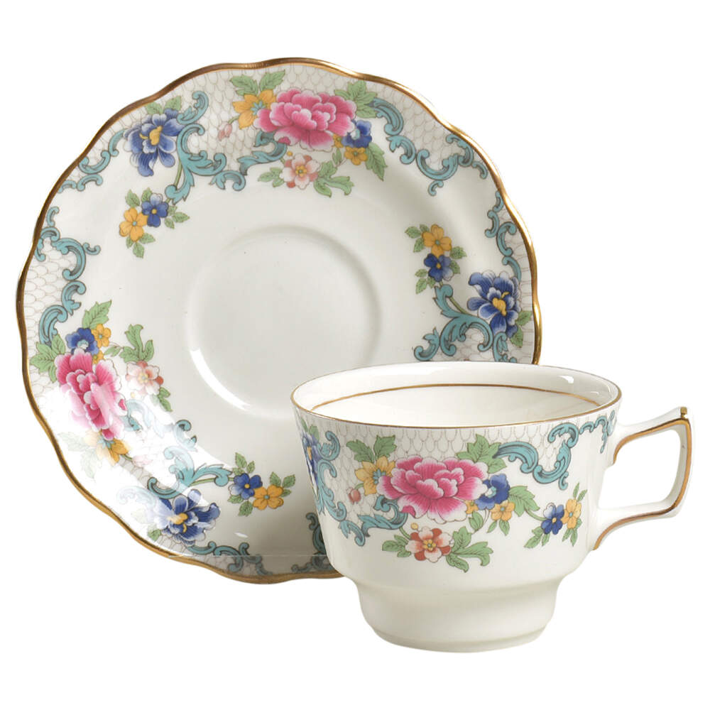 Floradora Gold Flat Cup & Saucer Set by Royal Doulton-1