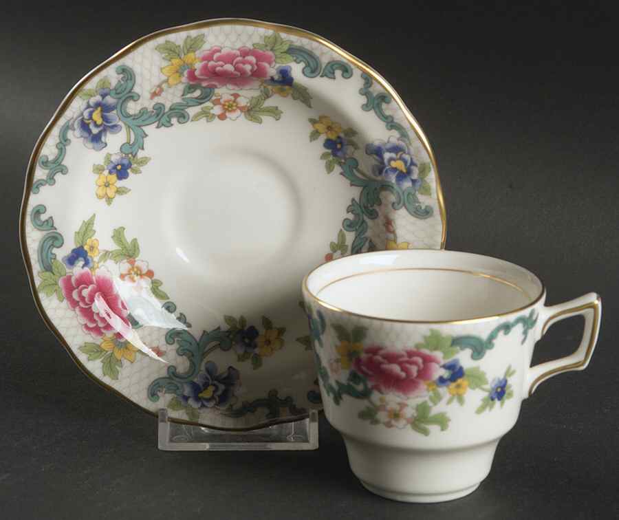 Floradora Gold Flat Demitasse Cup & Saucer Set by Royal Doulton-1