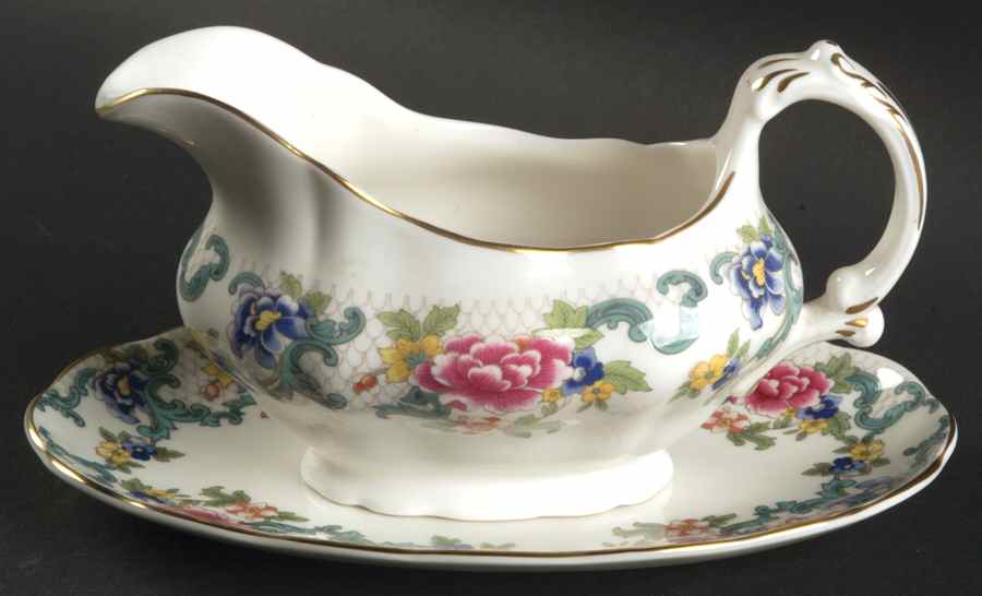 Floradora Gold Gravy Boat & Underplate/Relish by Royal Doulton-1
