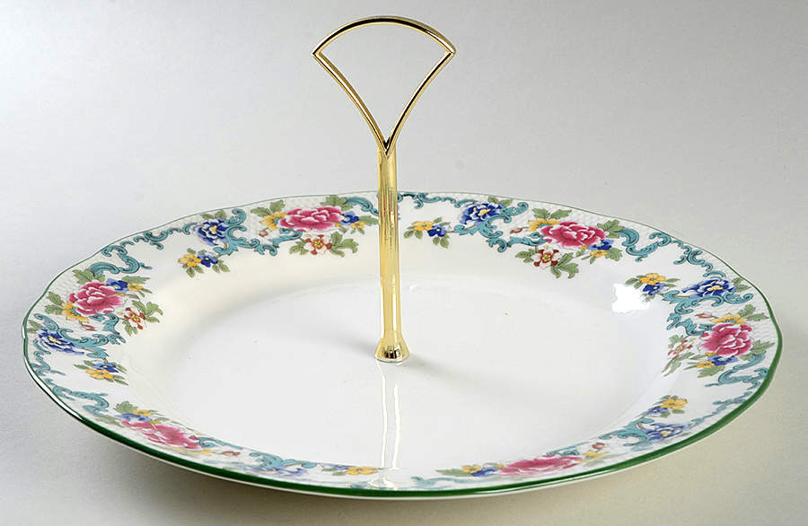 Floradora Green Round Serving Plate with Handle (DP) by Royal Doulton-1