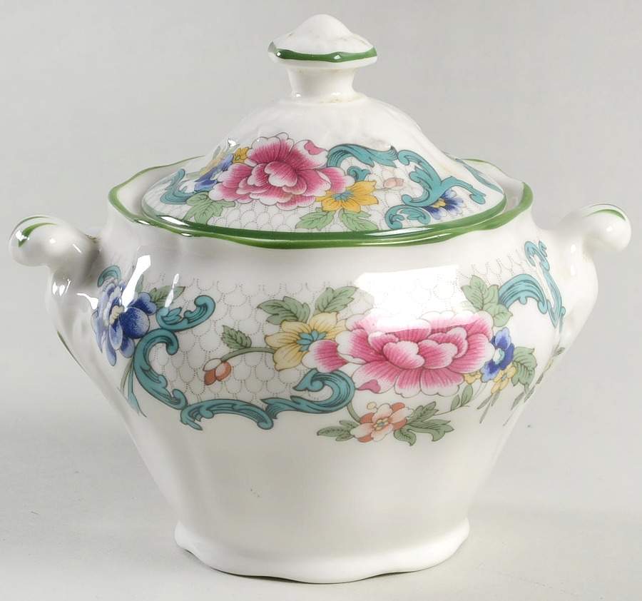 Floradora Green Sugar Bowl & Lid by Royal Doulton-1