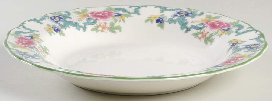 Floradora Green Rim Soup Bowl by Royal Doulton-1