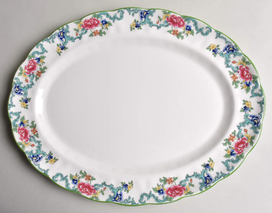 Floradora Green 16" Oval Serving Platter by Royal Doulton-1