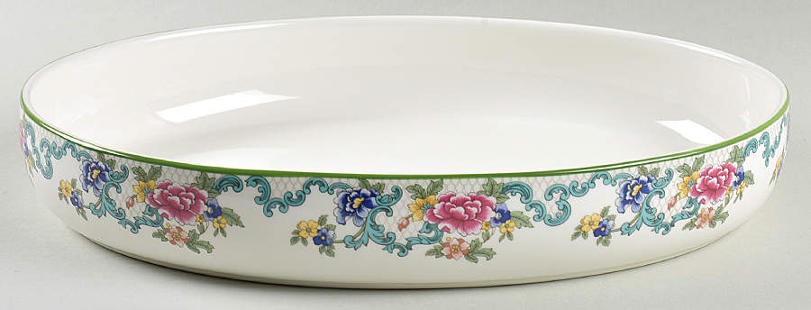 Floradora Green 14" Oval Pasta Serving Bowl by Royal Doulton-1