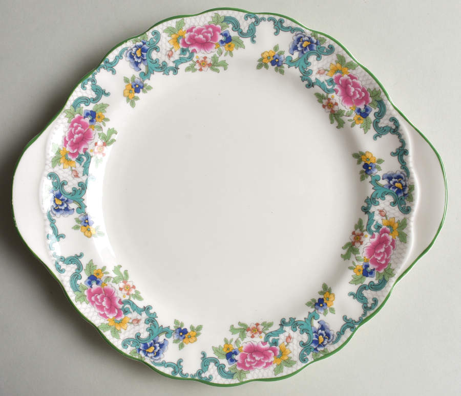 Floradora Green Handled Cake Plate by Royal Doulton-1