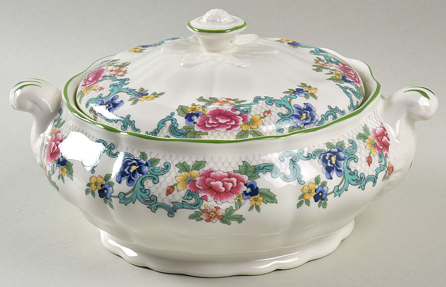 Floradora Green Round Covered Vegetable by Royal Doulton-1
