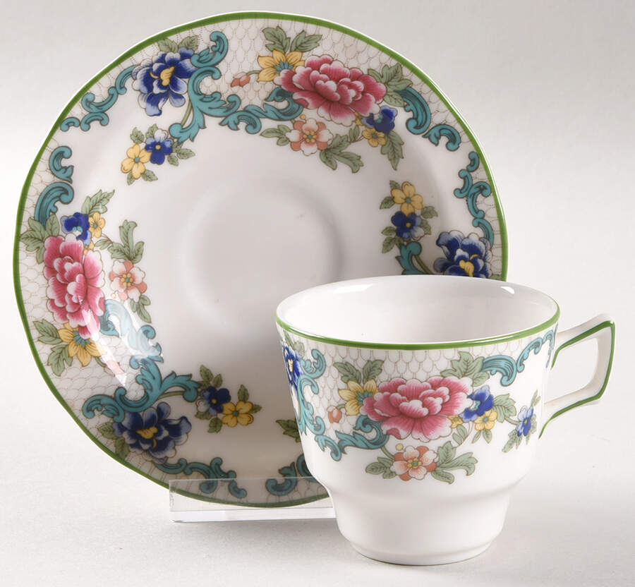 Floradora Green Flat Demitasse Cup & Saucer Set by Royal Doulton-1