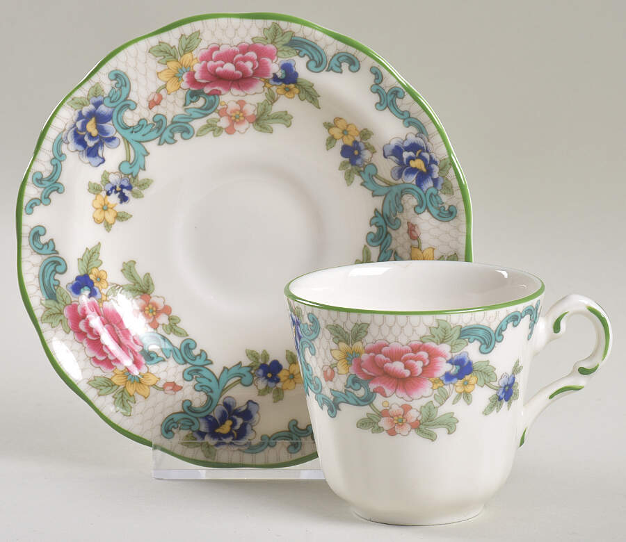 Floradora Green Flat Demitasse Cup & Saucer Set by Royal Doulton-1