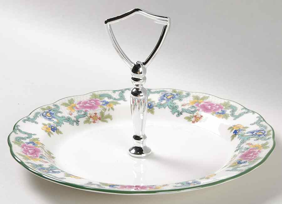 Floradora Green Round Serving Plate with Handle (SP) by Royal Doulton-1