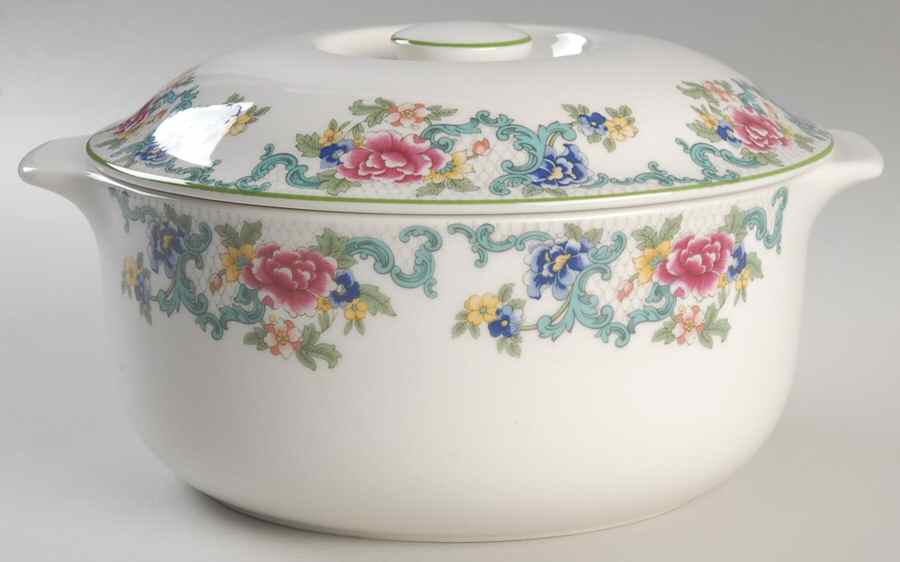 Floradora Green 3 Quart Round Covered Casserole by Royal Doulton-1
