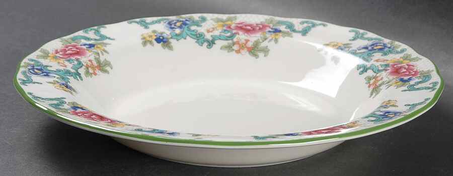 Floradora Green Rim Soup Bowl by Royal Doulton-1