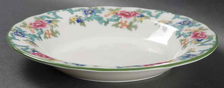 Floradora Green Rim Soup Bowl by Royal Doulton-1