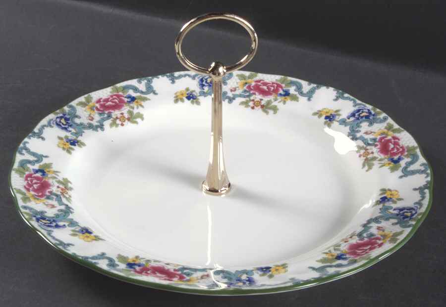 Floradora Green Round Serving Plate with Handle (DP) by Royal Doulton-1