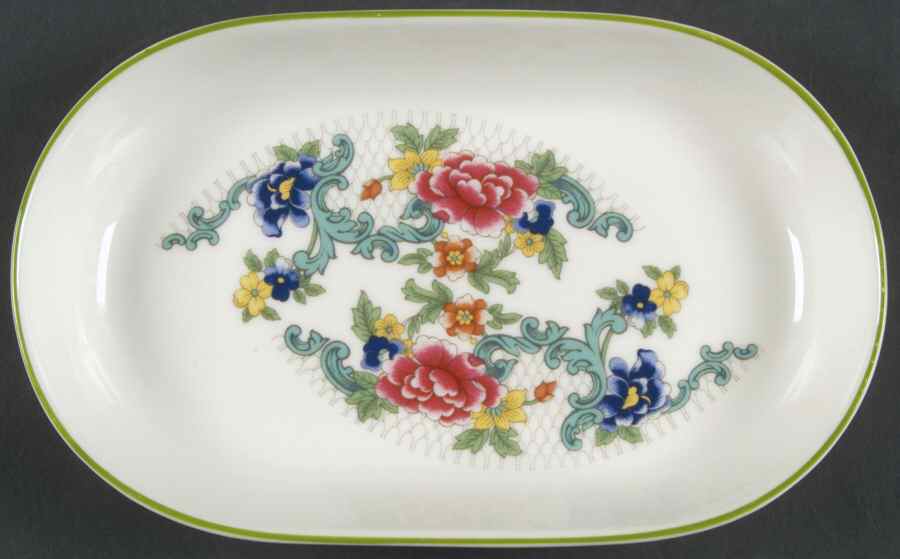 Floradora Green Oval Hors d'Oevre Dish by Royal Doulton-1