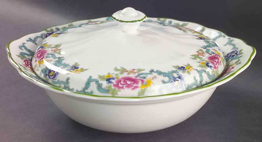 Floradora Green Round Covered Vegetable by Royal Doulton-1
