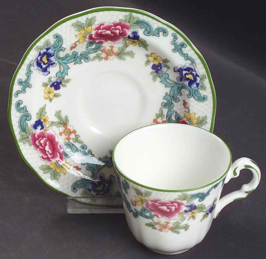 Floradora Green Flat Demitasse Cup & Saucer Set by Royal Doulton-1