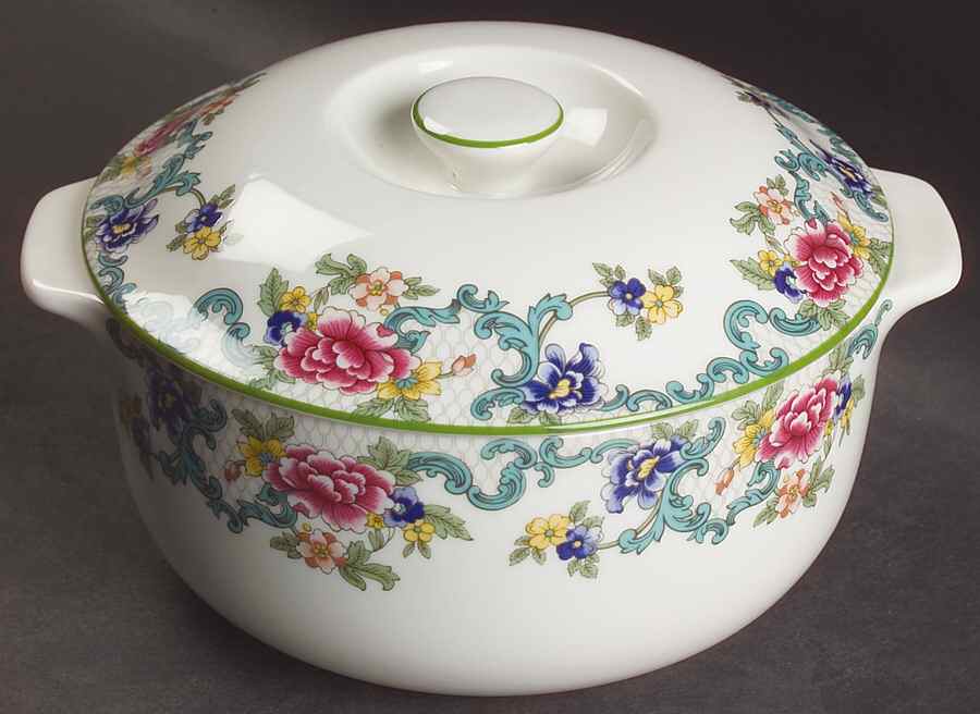 Floradora Green 1.5 Qt Round Covered Casserole by Royal Doulton-1