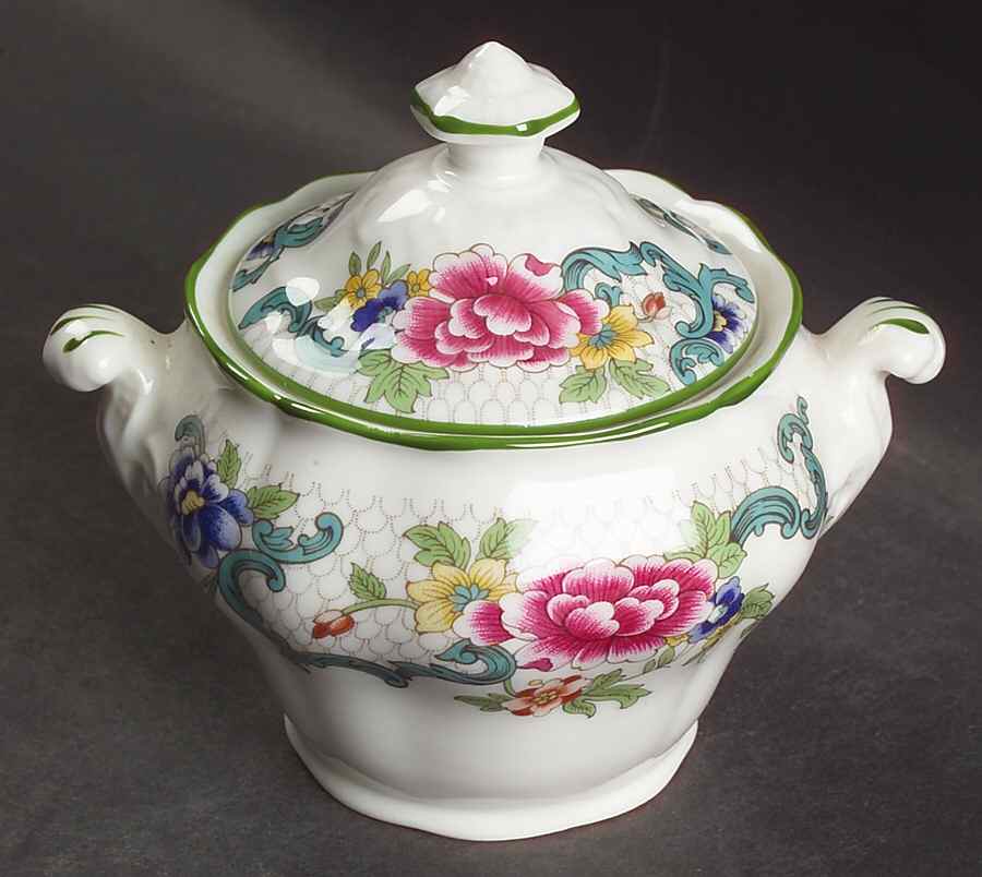 Floradora Green Sugar Bowl & Lid by Royal Doulton-1