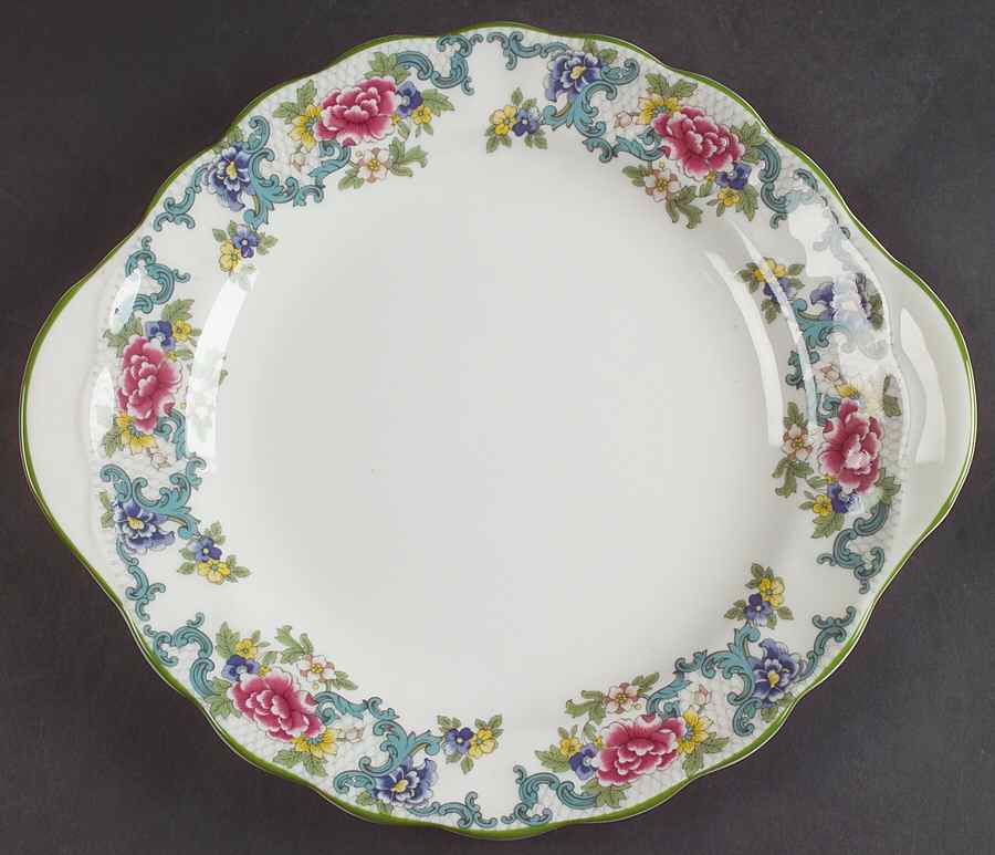 Floradora Green Handled Cake Plate by Royal Doulton-1