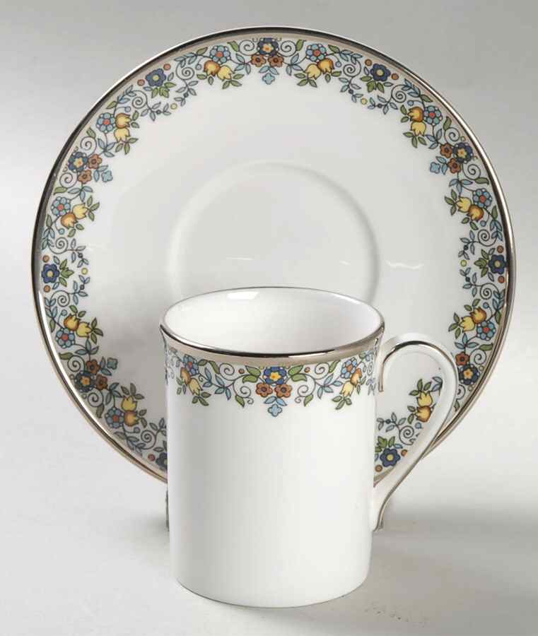 Flowerlace Flat Demitasse Cup & Saucer Set by Royal Doulton-1