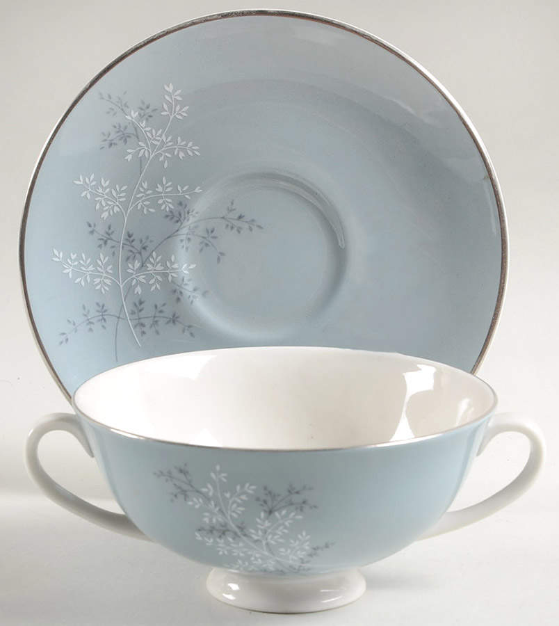 Forest Glade Footed Cream Soup Bowl & Saucer Set by Royal Doulton-1
