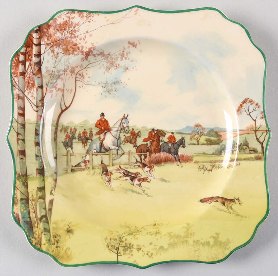 Fox Hunting A Square Salad Plate by Royal Doulton-1