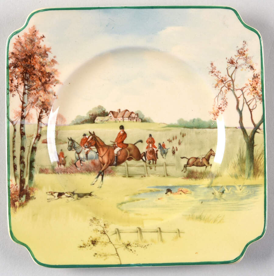 Fox Hunting A Square Bread & Butter Plate by Royal Doulton-1